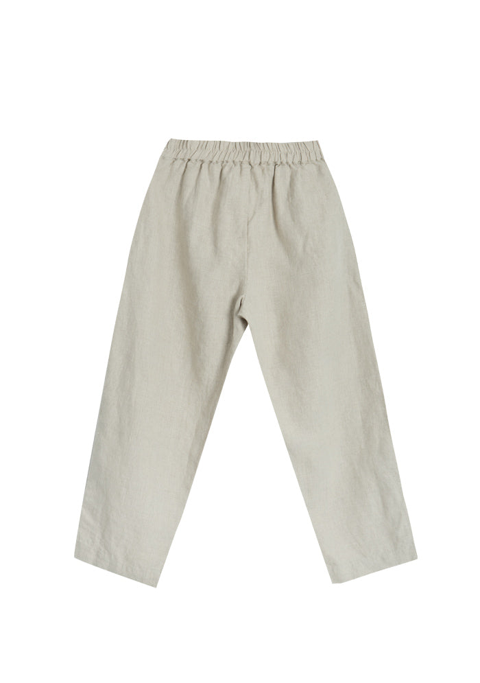 Grey Side Button Linen Pants
