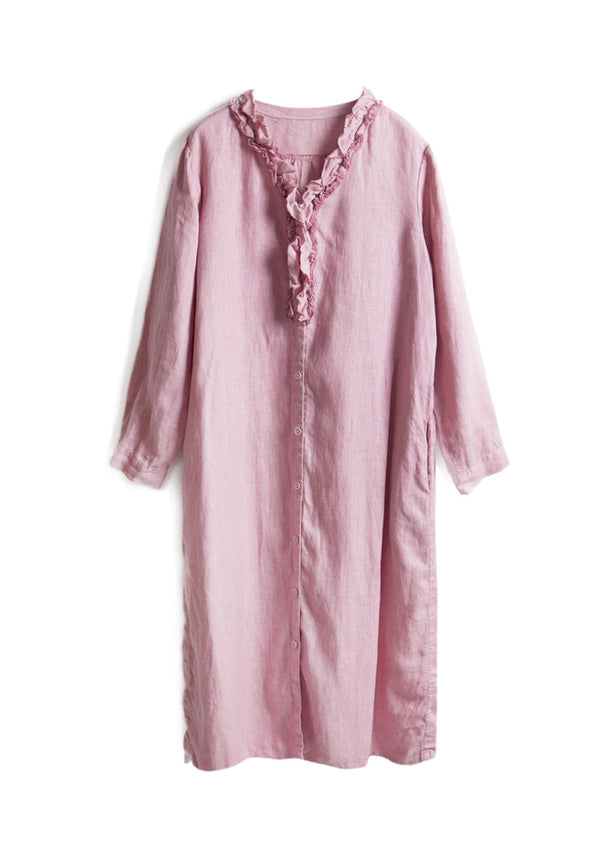 Pink Stringy Selvedge Linen Cardigan