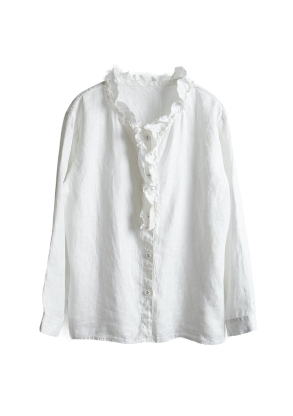 White Stringy Selvedge Linen Shirt