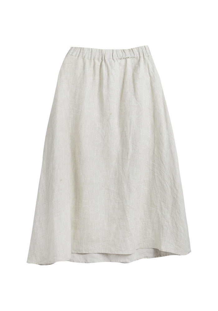 Beige Embroidered Linen Skirt