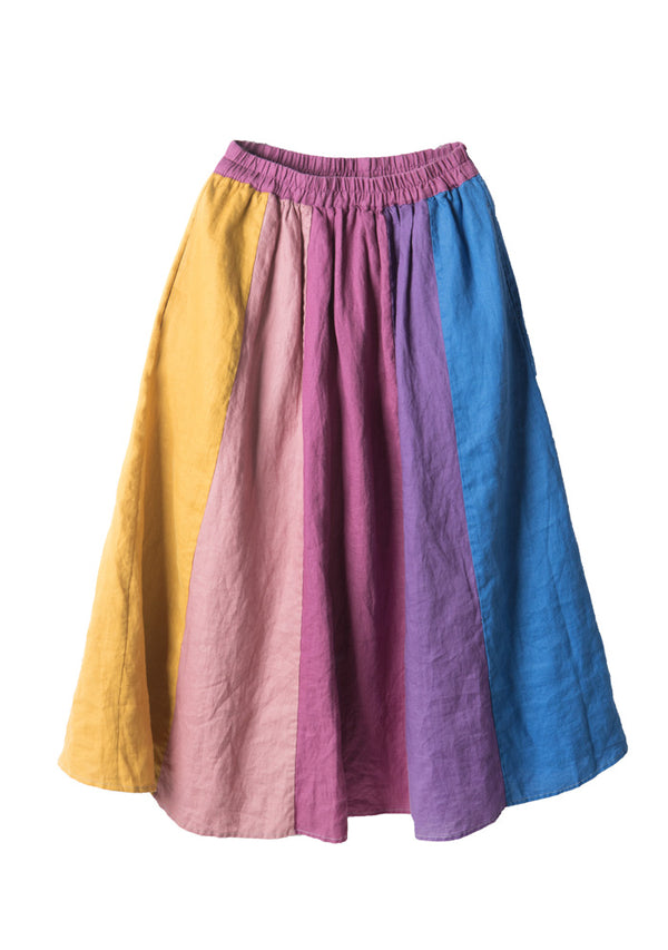 Color Stripe Women’s Linen Skirt