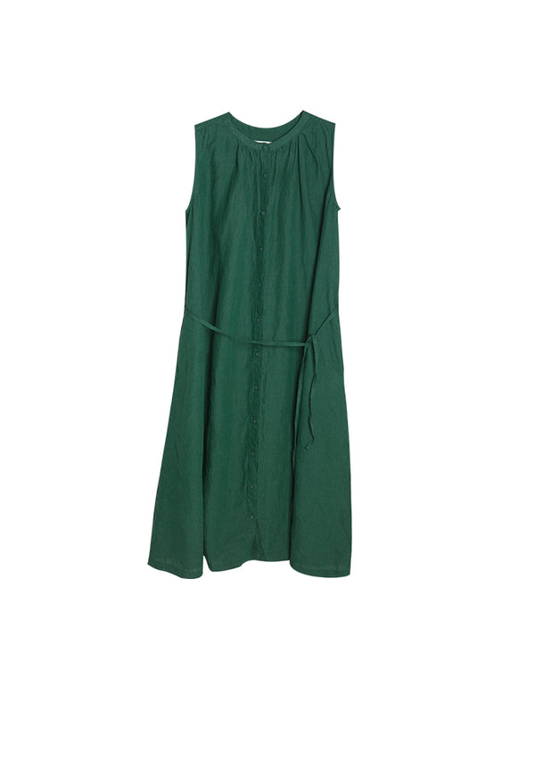Green Sleeveless Womens Linen Dress