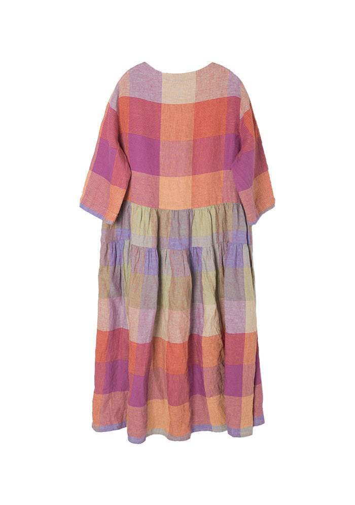 Colored Womens Plaid Linen Dress