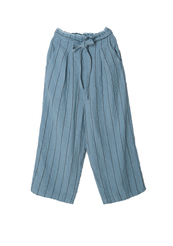 Blue Stripe Linen Wide Pants