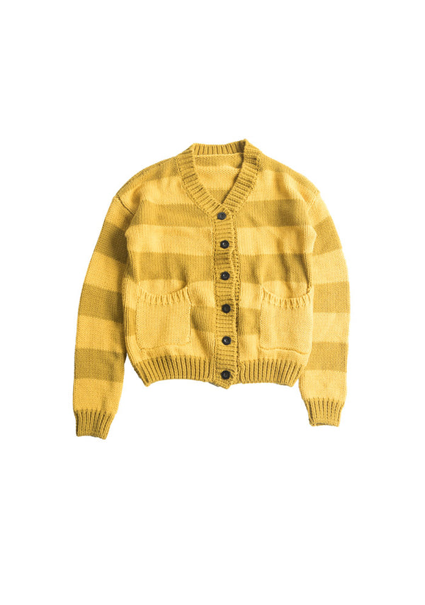 Boys Yellow Stripe Knit Cardigan