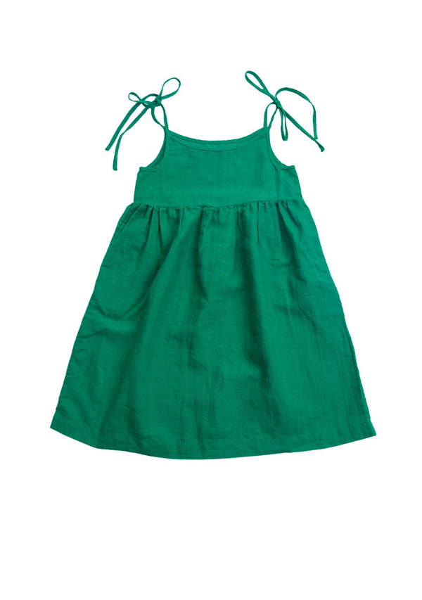 Girls’ Green Tie Shoulder Dress