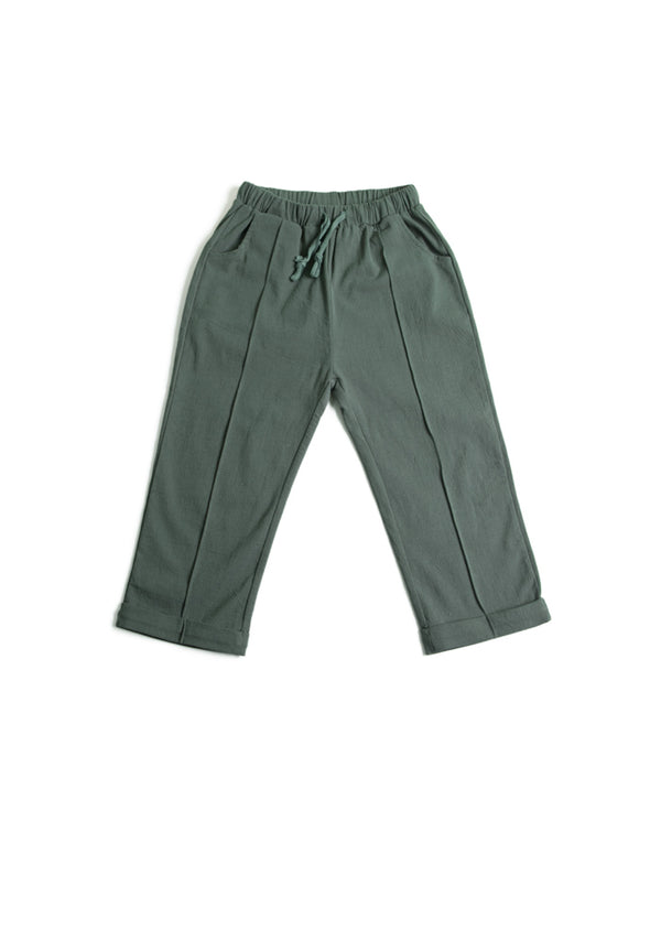 Green Boys Linen Long Pants