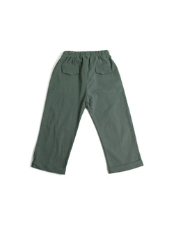 Green Boys Linen Long Pants