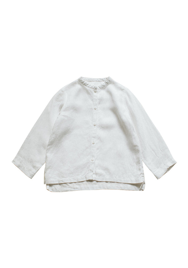 Girls White High-low Linen Shirt