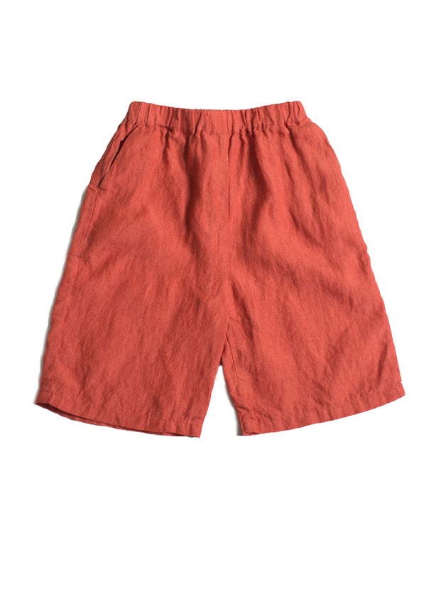 Girls Orange Linen Shorts