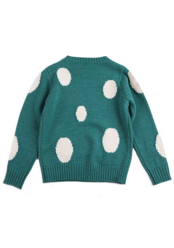 Girls Green Polka Dot Sweater