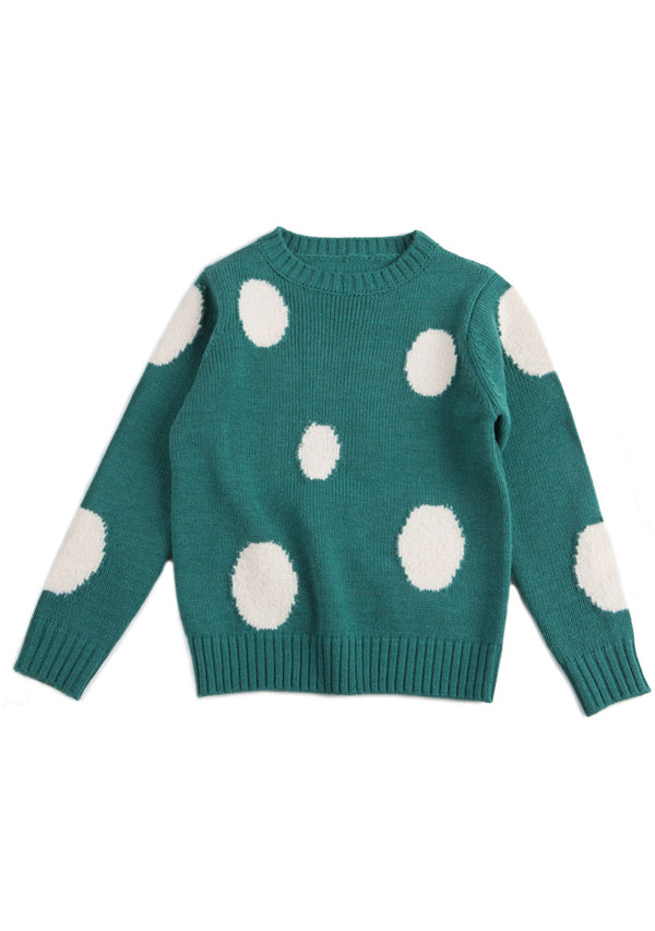 Girls Green Polka Dot Sweater