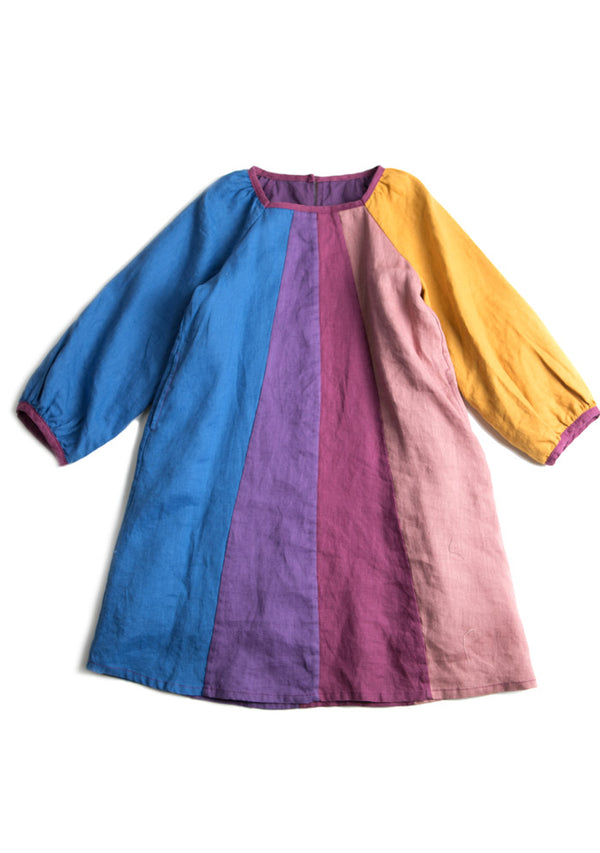 Girls Linen Rainbow Dress