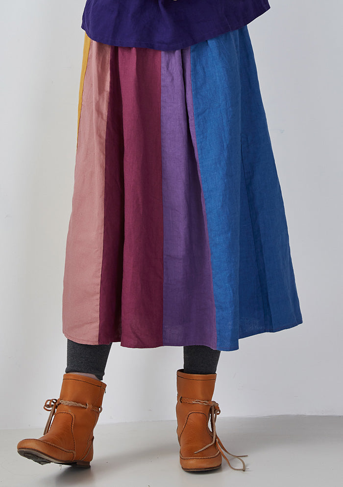 Color Stripe Women’s Linen Skirt