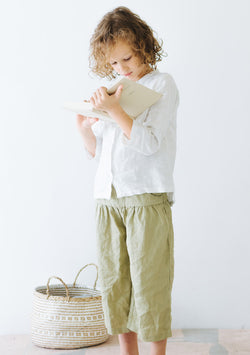 Boys Khaki Linen Wide Pants