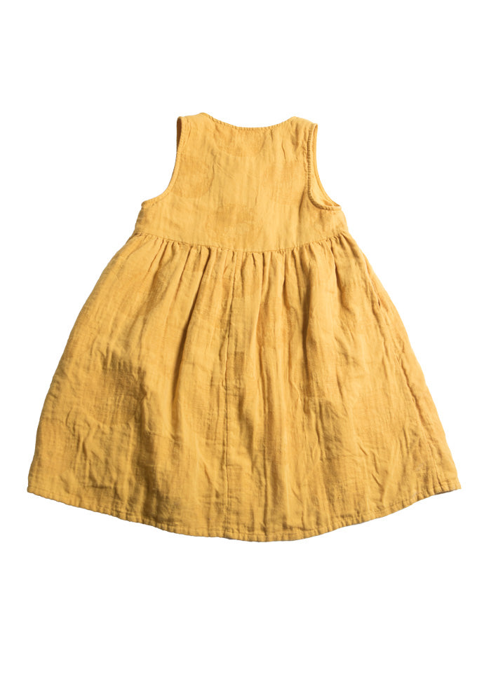 Girls Yellow Sleeveless Linen Dress