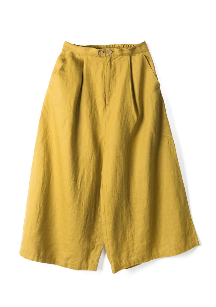 Yellow Wide Leg Linen Pants