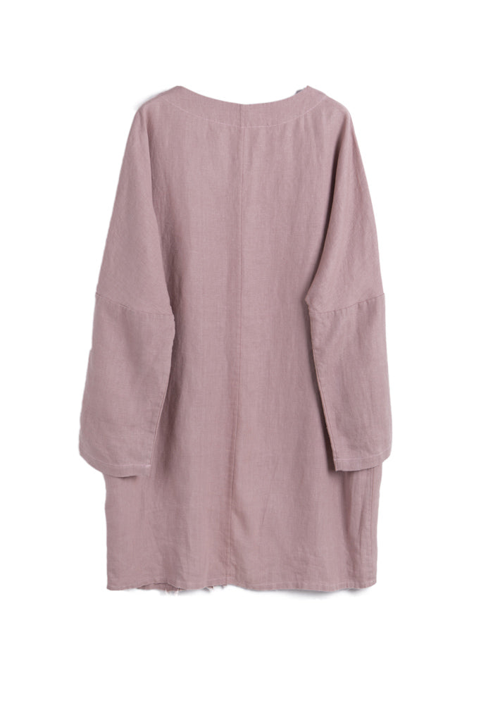 Pink Drop Shoulder Linen Tunic
