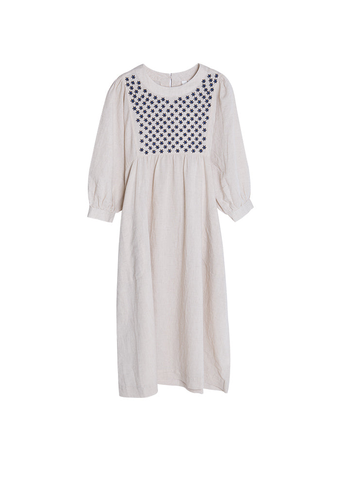 Womens Embroidered Linen dress Colorlinen Womens Embroidered Linen dress Colorlinen