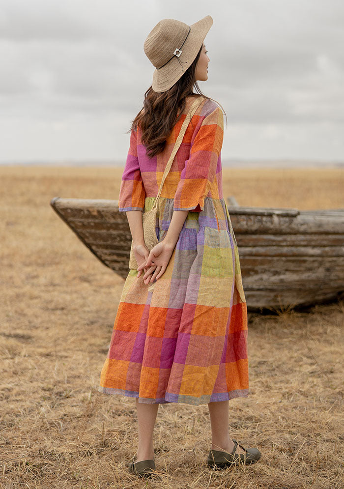 Colored Womens Plaid Linen Dress – Colorlinen