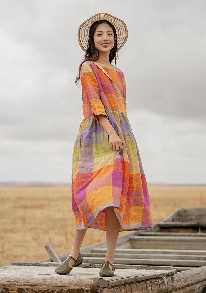 chinese dress ladies Prosperina Savannah Linen Blend Coastal Print Midi Dress main image 1