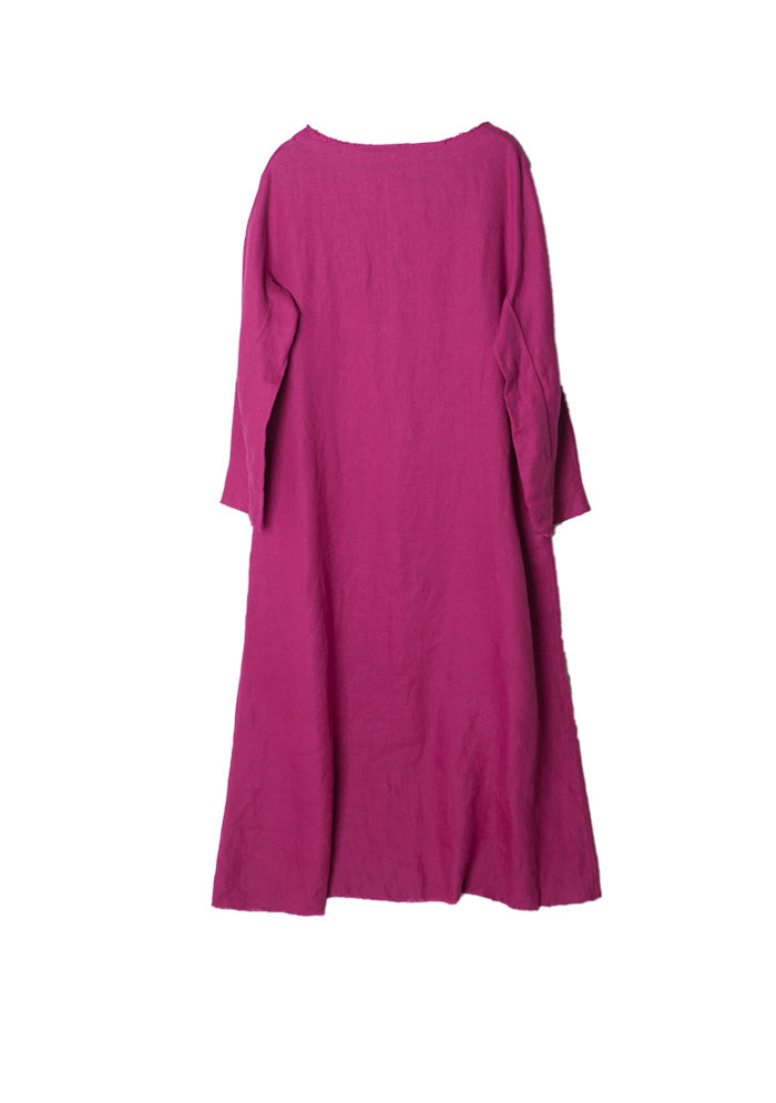 Rose Red V Neck Womens Linen Dress – Colorlinen