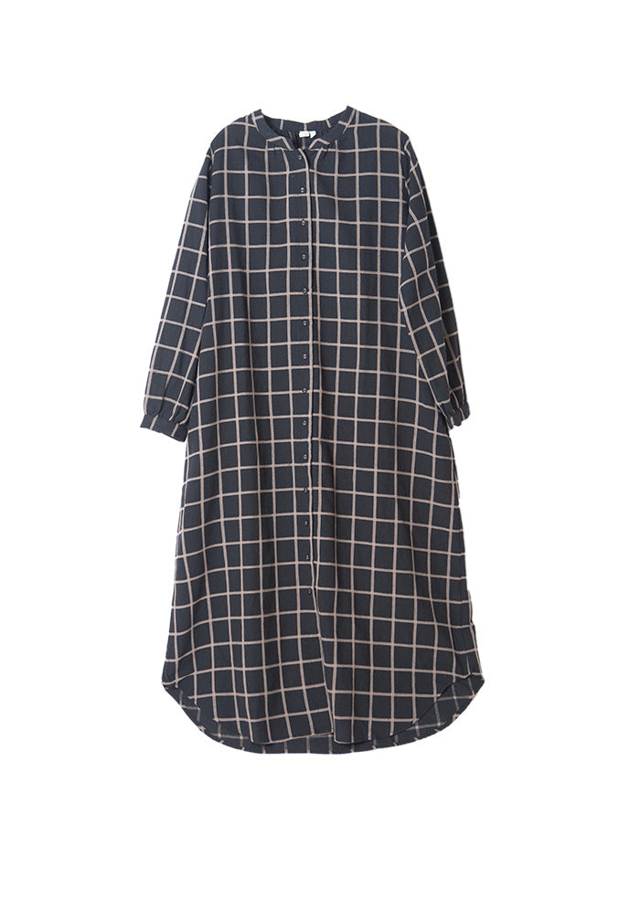 ladies plaid shirt dress Stand Collar Womens Plaid Shirt Dress – Colorlinen