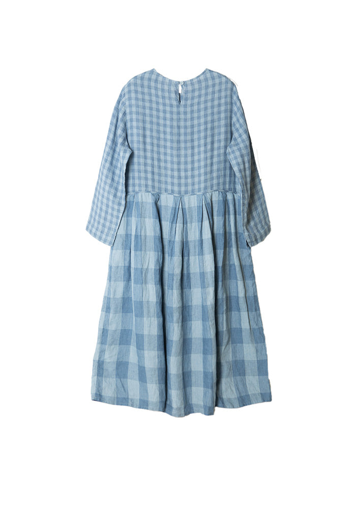 Blue Round Neck Linen Dress Colorlinen Blue Round Neck Linen Dress Colorlinen