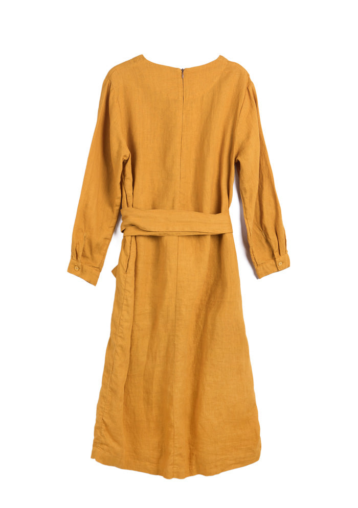 Yellow Back Zipper Linen Dress – Colorlinen