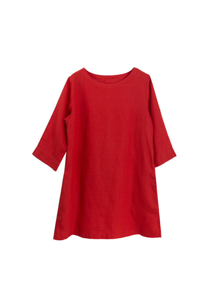 Red Straight Linen Tunic